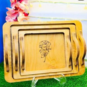 سینی سه عددی چوبی گل رز از منصف لند