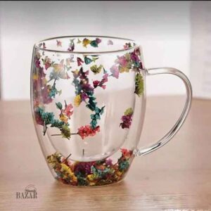 لیوان پیرکس دوجداره گلدار از منصف لند